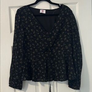 Pink Lily Black Floral Blouse